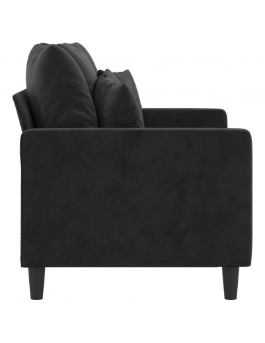 Divano a 2 Posti Nero 120 cm in Velluto
