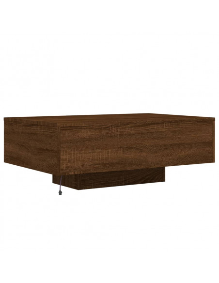 Tavolino da Soggiorno con Luci LED Rovere Marrone 85x55x31 cm