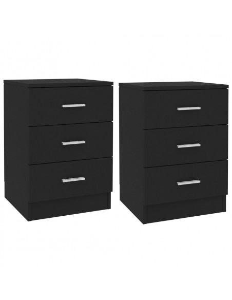 Comodini 2 pz Neri 38x35x56 cm in Legno Ingegnerizzato