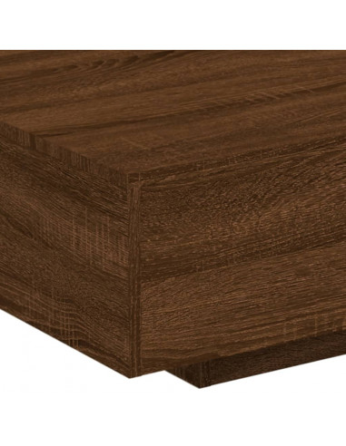 Tavolino da Soggiorno con Luci LED Rovere Marrone 85x55x31 cm