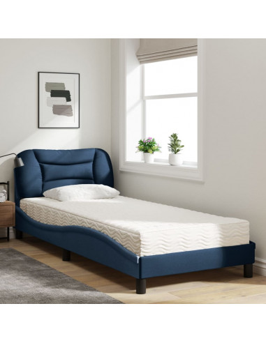Letto con Materasso Blu 90x200 cm in Tessuto