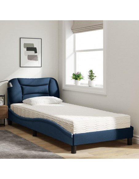 Letto con Materasso Blu 90x200 cm in Tessuto