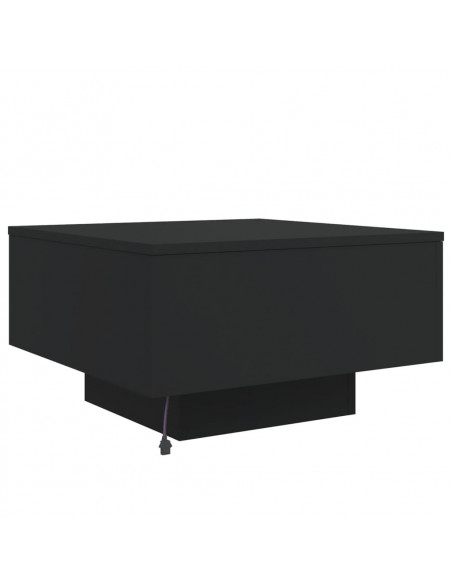 Tavolino da Soggiorno con Luci LED Nero 55x55x31 cm