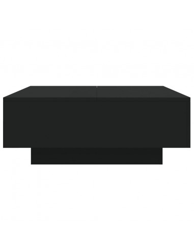 Tavolino da Soggiorno con Luci LED Nero 80x80x31 cm