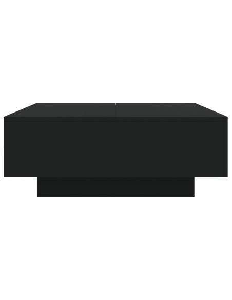 Tavolino da Soggiorno con Luci LED Nero 80x80x31 cm