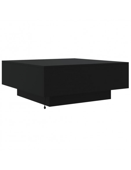 Tavolino da Soggiorno con Luci LED Nero 80x80x31 cm