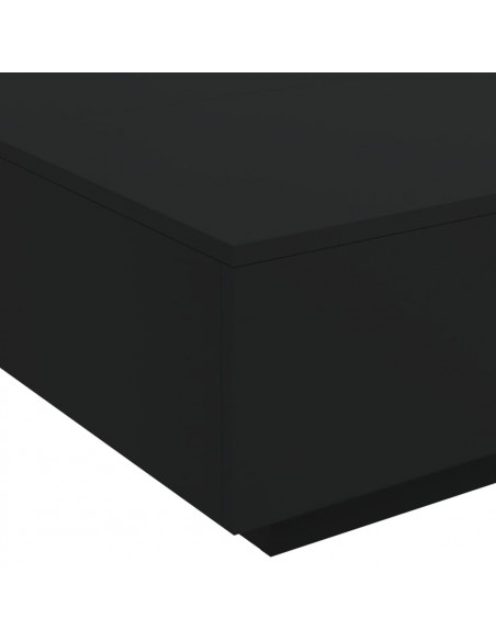 Tavolino da Soggiorno con Luci LED Nero 80x80x31 cm