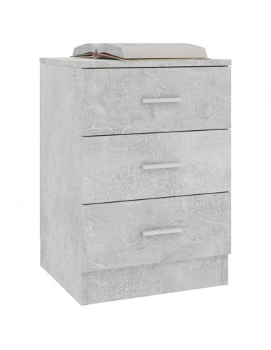Comodino Grigio Cemento 38x35x56 cm in Legno Multistrato