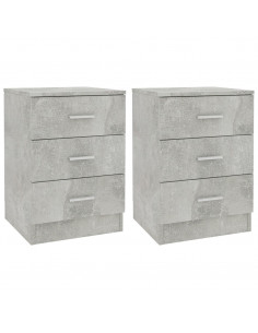 Comodini 2 pz Grigio Cemento 38x35x56 cm in Legno Multistrato 2