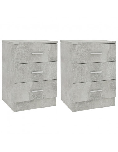 Comodini 2 pz Grigio Cemento 38x35x56 cm in Legno Multistrato