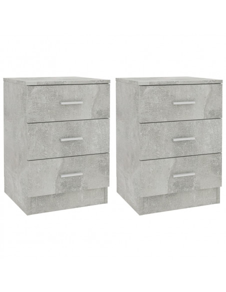 Comodini 2 pz Grigio Cemento 38x35x56 cm in Legno Multistrato