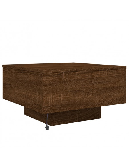 Tavolino da Soggiorno con Luci LED Rovere Marrone 55x55x31 cm
