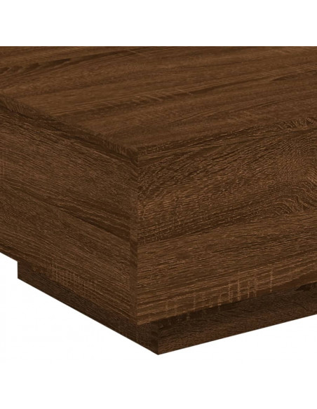 Tavolino da Soggiorno con Luci LED Rovere Marrone 55x55x31 cm
