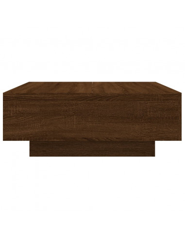 Tavolino da Soggiorno con Luci LED Rovere Marrone 80x80x31 cm
