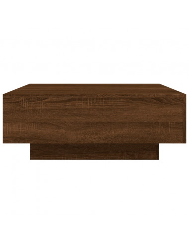 Tavolino da Soggiorno con Luci LED Rovere Marrone 80x80x31 cm