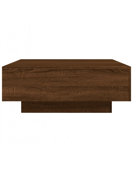 Tavolino da Soggiorno con Luci LED Rovere Marrone 80x80x31 cm