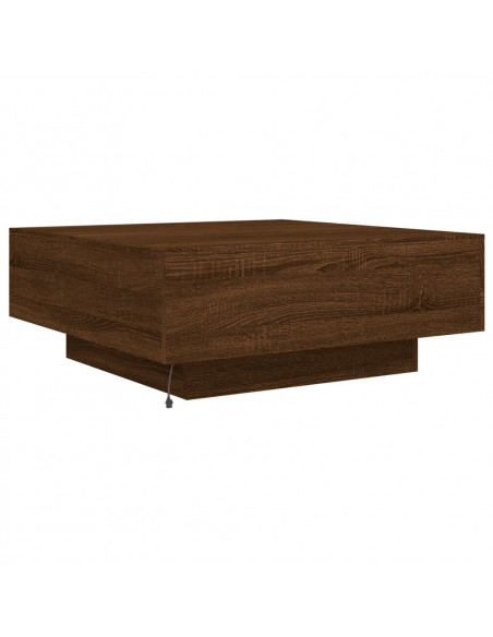 Tavolino da Soggiorno con Luci LED Rovere Marrone 80x80x31 cm