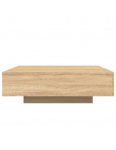 Tavolino da Soggiorno con Luci LED Rovere Sonoma 100x100x31 cm 2