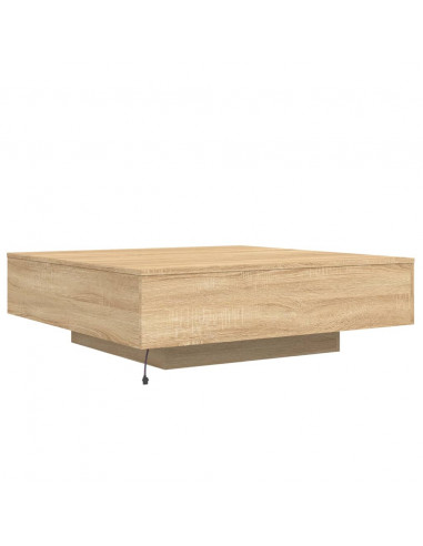 Tavolino da Soggiorno con Luci LED Rovere Sonoma 100x100x31 cm