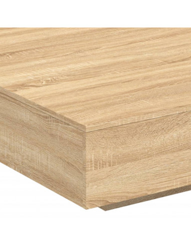 Tavolino da Soggiorno con Luci LED Rovere Sonoma 100x100x31 cm