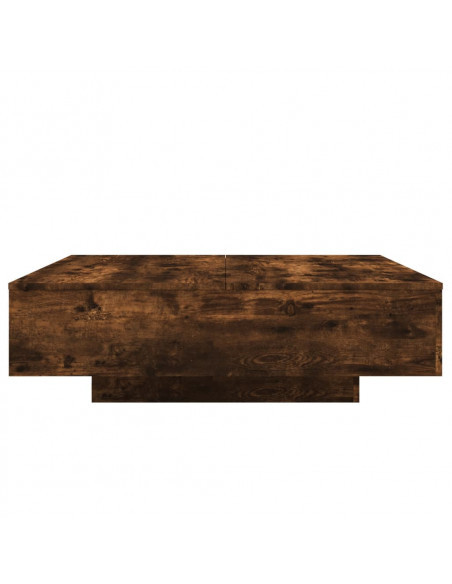 Tavolino da Soggiorno con Luci LED Rovere Fumo 100x100x31 cm