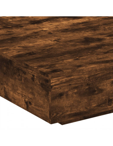 Tavolino da Soggiorno con Luci LED Rovere Fumo 100x100x31 cm