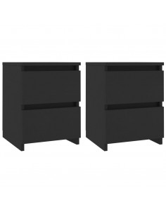 Comodini 2 pz Neri 30x30x40 cm in Legno Multistrato 2