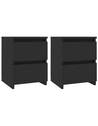 Comodini 2 pz Neri 30x30x40 cm in Legno Multistrato