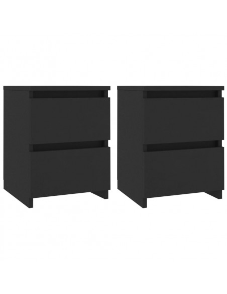 Comodini 2 pz Neri 30x30x40 cm in Legno Multistrato