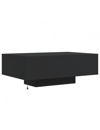 Tavolino da Soggiorno con Luci LED Nero 85x55x31 cm