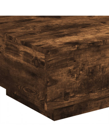 Tavolino da Soggiorno con Luci LED Rovere Fumo 55x55x31 cm