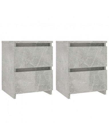 Comodini 2pz Grigio Cemento 30x30x40 cm in Legno Multistrato