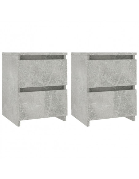 Comodini 2pz Grigio Cemento 30x30x40 cm in Legno Multistrato