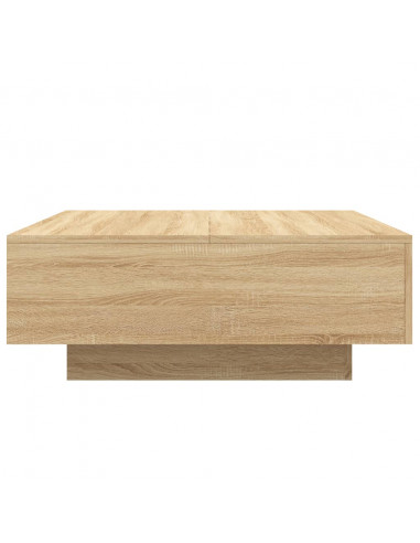 Tavolino da Soggiorno con Luci LED Rovere Sonoma 80x80x31 cm