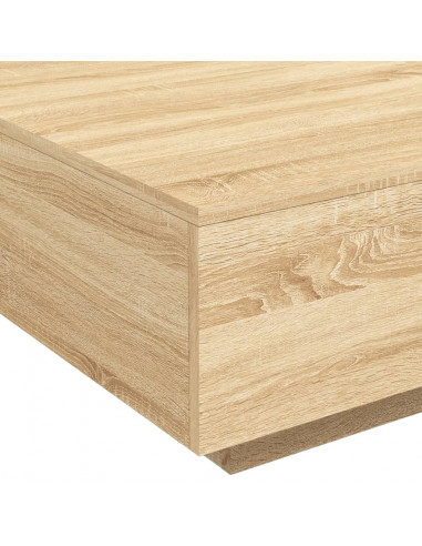 Tavolino da Soggiorno con Luci LED Rovere Sonoma 80x80x31 cm