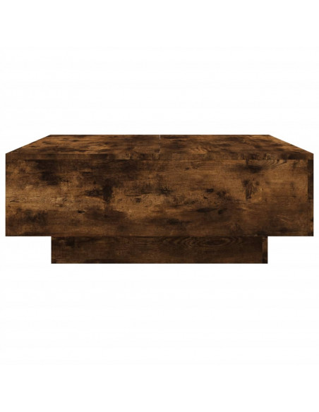 Tavolino da Soggiorno con Luci LED Rovere Fumo 80x80x31 cm