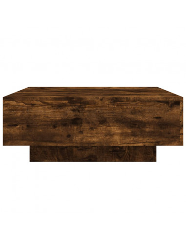 Tavolino da Soggiorno con Luci LED Rovere Fumo 80x80x31 cm