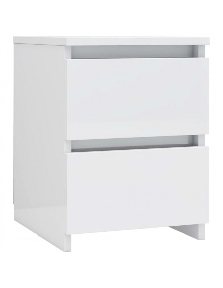 Comodini 2pz Bianco Lucido 30x30x40 cm in Legno Multistrato