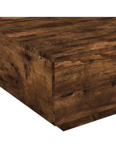 Tavolino da Soggiorno con Luci LED Rovere Fumo 80x80x31 cm