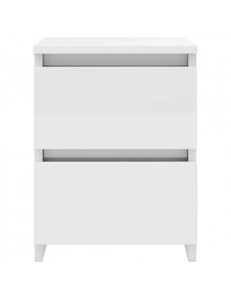 Comodini 2pz Bianco Lucido 30x30x40 cm in Legno Multistrato