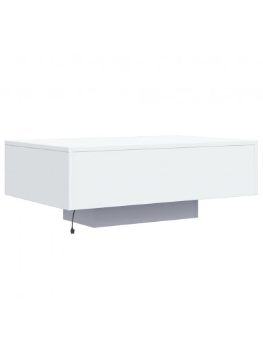 Tavolino da Soggiorno con Luci LED Bianco 85x55x31 cm