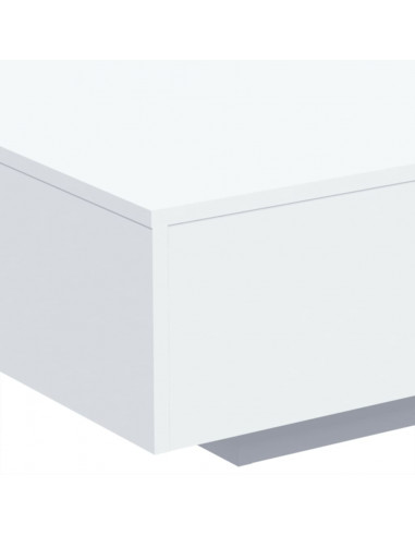 Tavolino da Soggiorno con Luci LED Bianco 85x55x31 cm