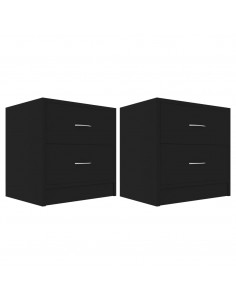 Comodini Neri 2 pz 40x30x40 cm in Legno Multistrato 2