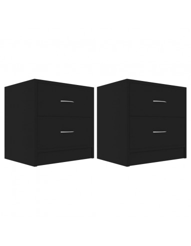 Comodini Neri 2 pz 40x30x40 cm in Legno Multistrato