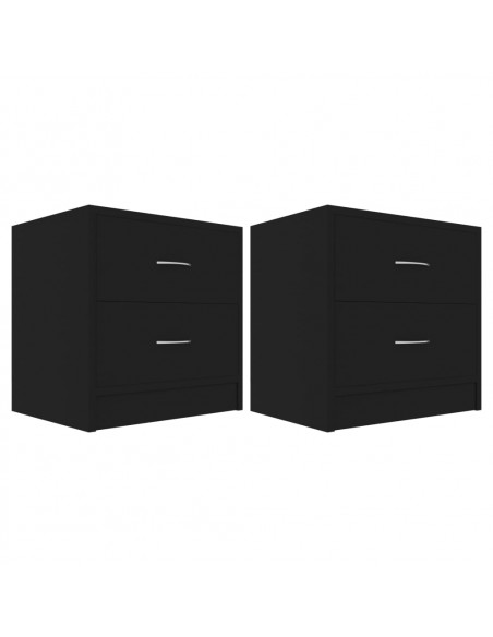 Comodini Neri 2 pz 40x30x40 cm in Legno Multistrato