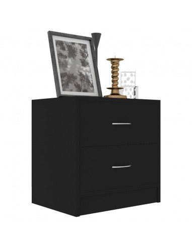 Comodini Neri 2 pz 40x30x40 cm in Legno Multistrato