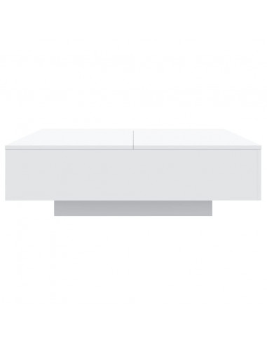 Tavolino da Soggiorno con Luci LED Bianco 100x100x31 cm