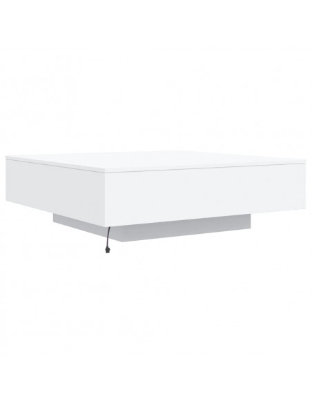 Tavolino da Soggiorno con Luci LED Bianco 100x100x31 cm
