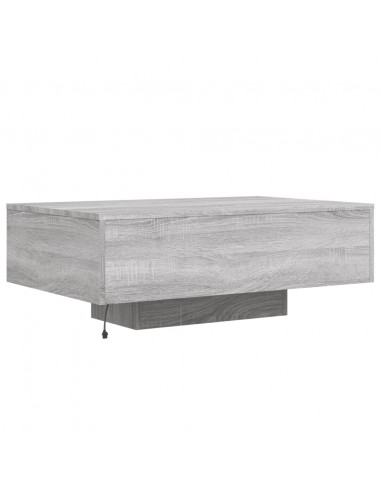 Tavolino da Soggiorno con Luci LED Grigio Sonoma 85x55x31 cm