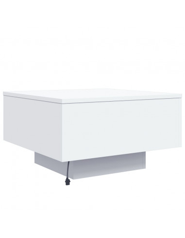 Tavolino da Soggiorno con Luci LED Bianco 55x55x31 cm